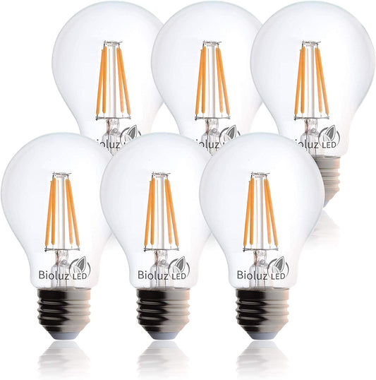 92 CRI E26 LED Bulb 60 Watt Dimmable Edison Bulbs Warm White Clear Pendant Light Bulbs UL Listed Title 20 High Efficacy Lighting 6-Pack